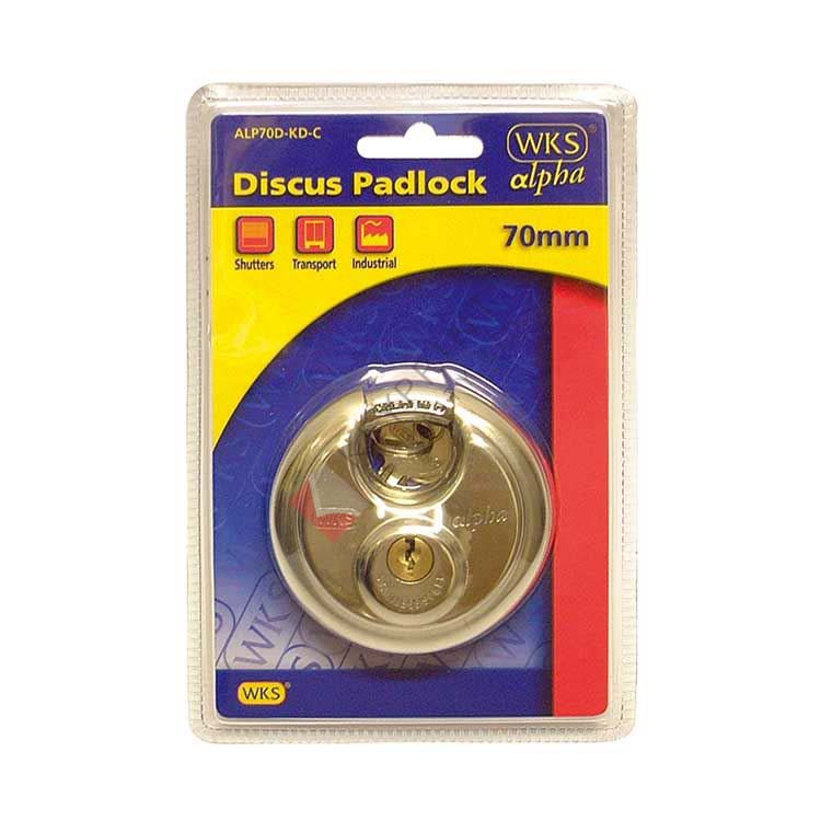 WKS 70mm Discus Padlock Blister Packed