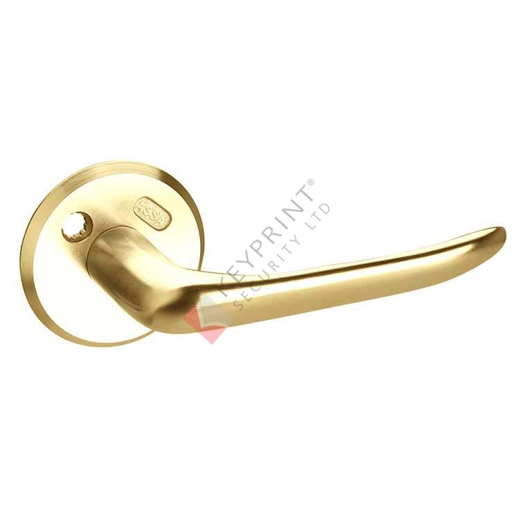 ASSA 696 Classic Lever Handle - Unsprung with Round Roses - Polished Brass