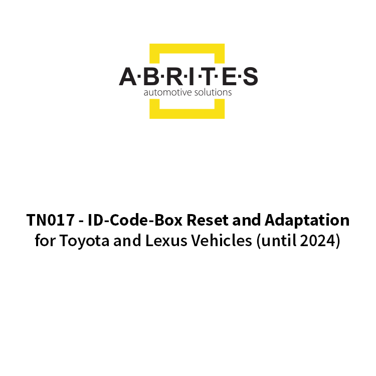 TN017- ID-Code-Box Reset and Adaptation for Toyota and Lexus Vehicles (until 2024) - Special Function