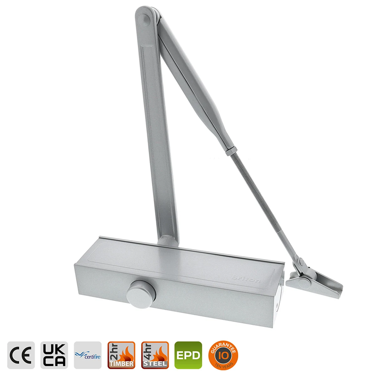 Briton 1100 Adjustable Door Closer - Power Size EN 2-4 - Silver