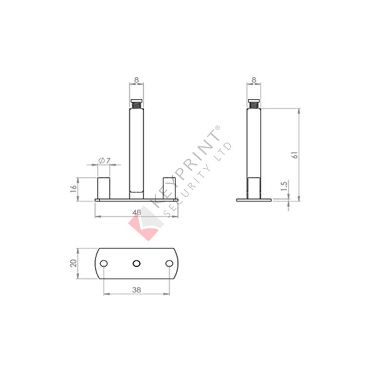 Half Set Fixing Plate For Bolt-Through Furniture (38mm c/c)