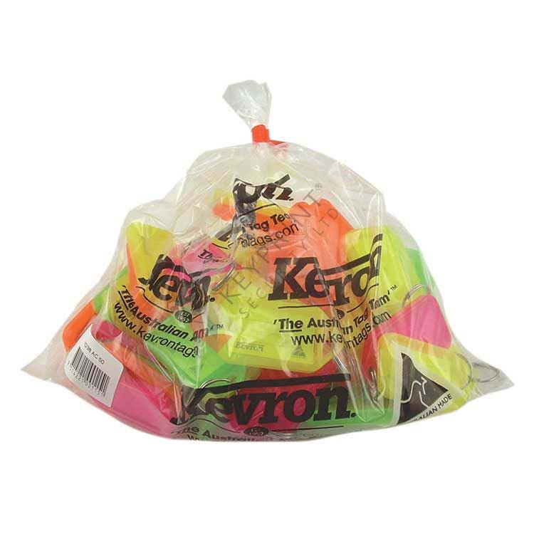 Kevron Giant Clicktags Key Tags Assorted Fluorescent Colours - Bag of 25