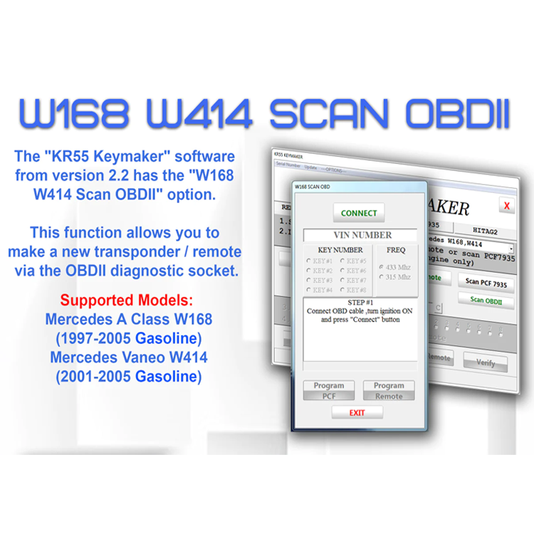 W168 W414 Scan OBDII License for KR55 MB Remote Keymaker