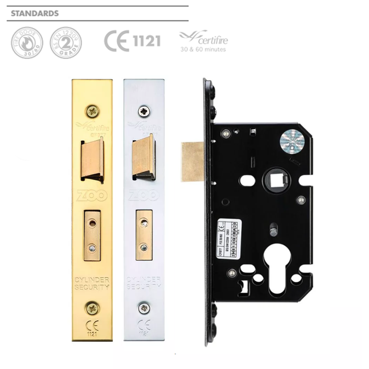 Euro Profile Sash Lockcases - 64mm - PVD Brass