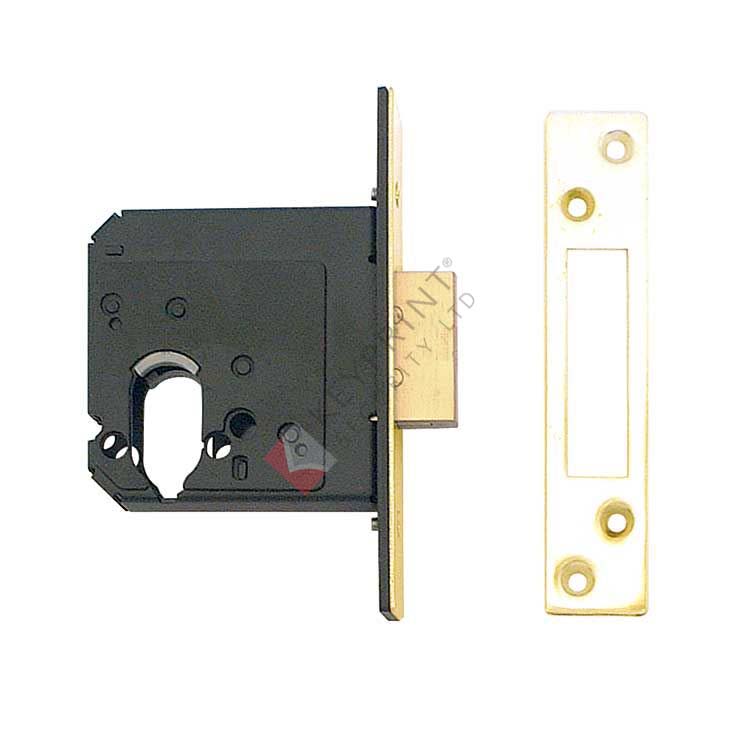 76mm WKS Mortice Dual Profile Dead Lockcase with 57mm Backset - Polished Brass